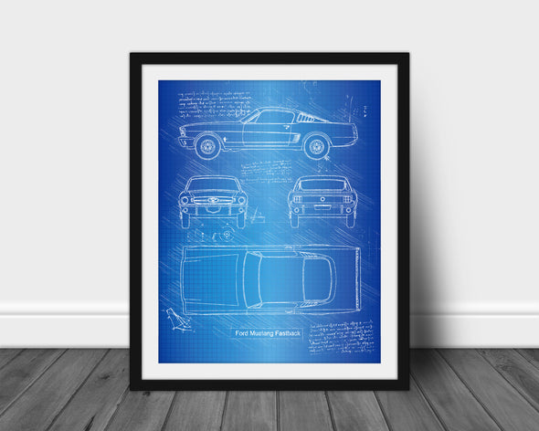 Ford Mustang Fastback (1964-66) da Vinci Sketch Art Print (#589)