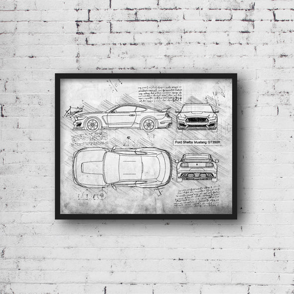Ford Shelby GT350R Mustang (2015-Present) da Vinci Sketch Art Print (#435)