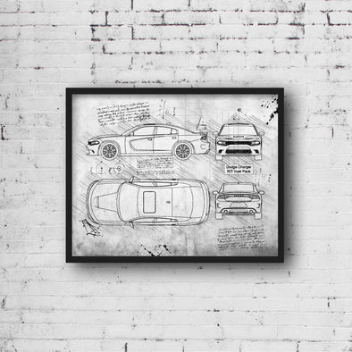 Dodge Charger RT Scat Pack (2018) da Vinci Sketch Art Print (#522)