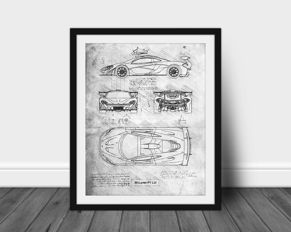 McLaren P1 LM (2018) da Vinci Sketch Art Print (#786)
