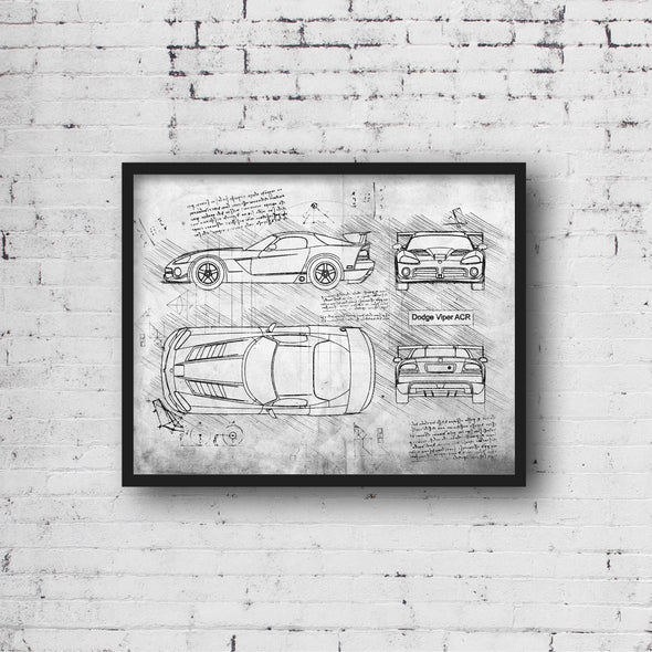 Dodge Viper ACR 2008 da Vinci Sketch Art Print (#395)