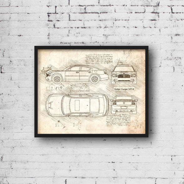 Dodge Charger SRT-8 (2006-12) da Vinci Sketch Art Print (#666)