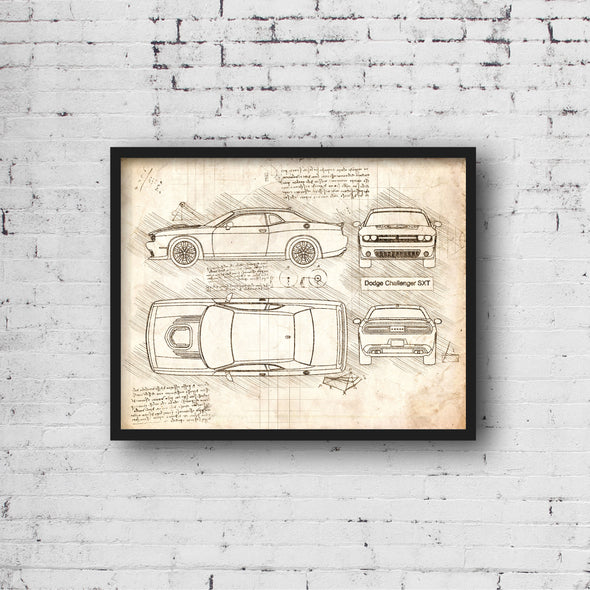 Dodge Challenger SXT (2015) da Vinci Sketch Art Print (#644)
