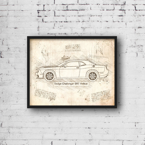 Dodge Challenger SRT Hellcat (2015) da Vinci Sketch Art Print (#514)