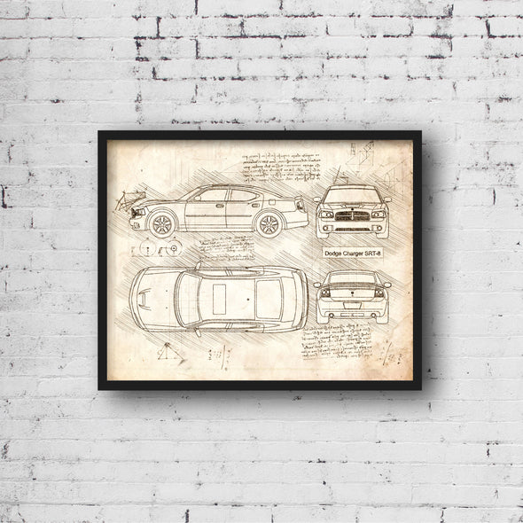 Dodge Charger SRT-8 (2006-12) da Vinci Sketch Art Print (#666)
