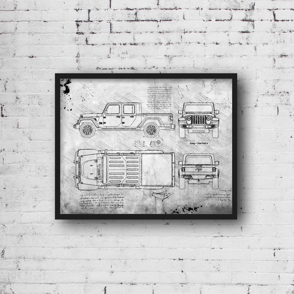 Jeep Gladiator (2019-Present) da Vinci Sketch Art Print (#827)