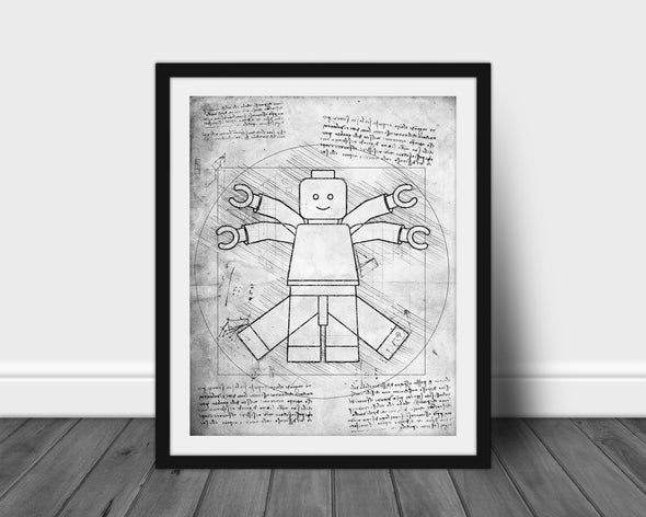 Lego Man Vitruvian Man da Vinci Sketch Art Print (#142)