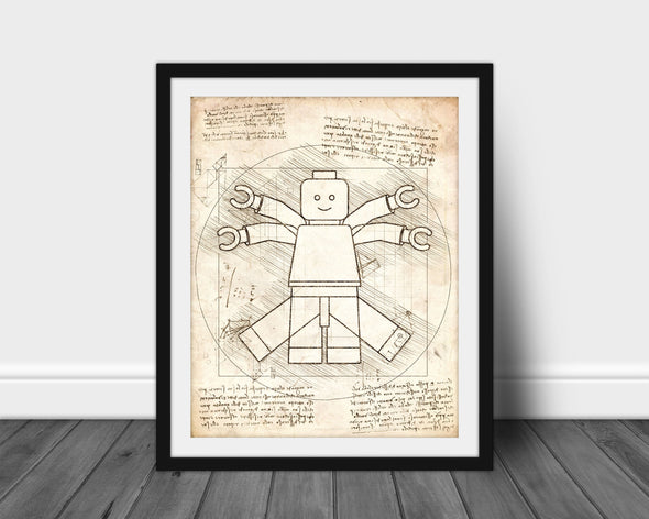 Lego Man Vitruvian Man da Vinci Sketch Art Print (#142)