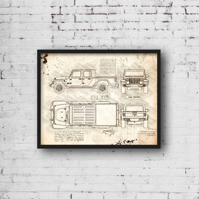 Jeep Gladiator (2019-Present) da Vinci Sketch Art Print (#827)
