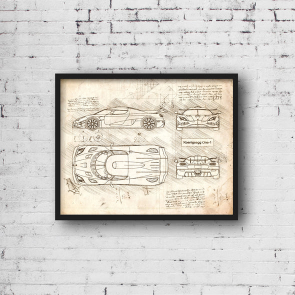 Koenigsegg One-1 (2014) da Vinci Sketch Art Print (#319)