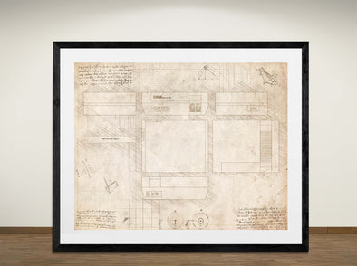 Nintendo NES - Art Print - Sketch Style, Patent, Blueprint Poster, Blue Print, (#3054)