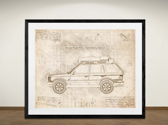 Range Rover P38 - Overlanding Special - Art Print - Sketch Style, Car Patent, Blueprint Poster, Blue Print, (#3042)