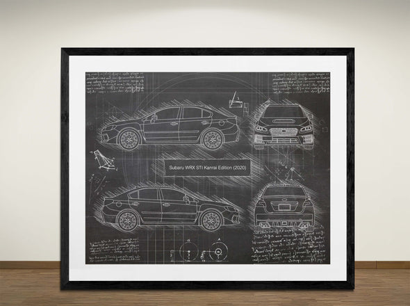Subaru WRX STI Kanrai Edition (2020) - Art Print - Sketch Style, Car Patent, Blueprint Poster, Blue Print, (#3117)