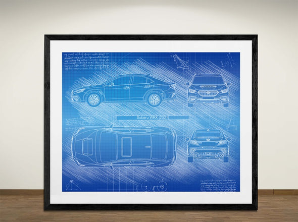 Subaru WRX (2021) - Art Print - Sketch Style, Car Patent, Blueprint Poster, Blue Print, (#3038)