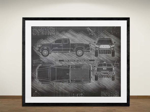 Toyota Tacoma TRD Off-Road (2016) - Art Print - Sketch Style, Car Patent, Blueprint Poster, Blue Print, (#3033)
