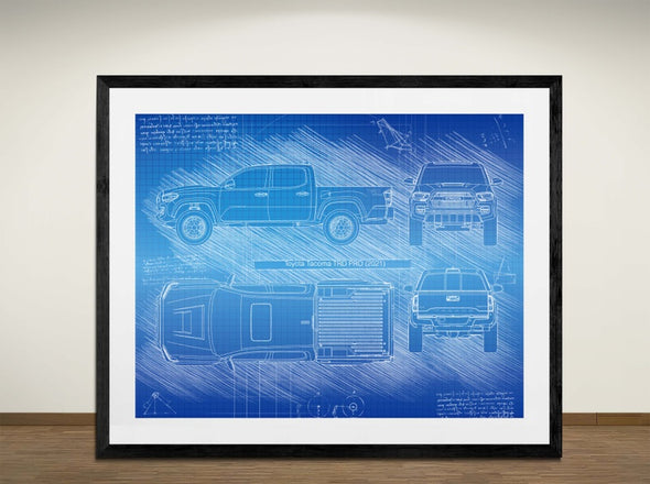 Toyota Tacoma TRD PRO (2021) - Art Print - Sketch Style, Car Patent, Blueprint Poster, Blue Print, (#3035)