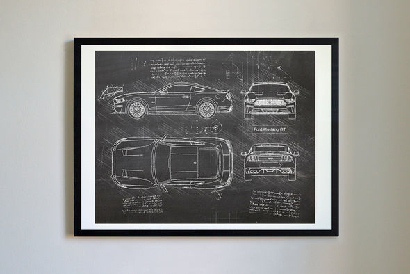 Ford Mustang GT (2018-Present) da Vinci Sketch Art Print (#267)