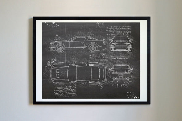 Ford Mustang Shelby GT500 (2007) da Vinci Sketch Art Print (#535)