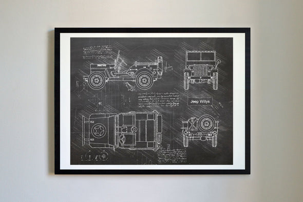 Jeep Willys (1942) da Vinci Sketch Art Print (#253)