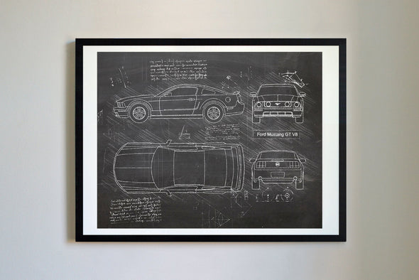 Ford Mustang GT V8 (2005-10) da Vinci Sketch Art Print (#411)