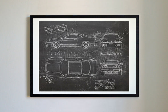Nissan Skyline R33 GT-R (1995) da Vinci Sketch Art Print (#225)