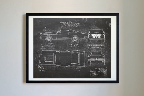 Ford Mustang Shelby GT500 Eleanor (1967) da Vinci Sketch Art Print (#268)