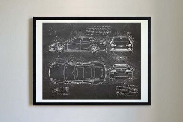 Tesla Model S (2012-16) da Vinci Sketch Art Print (#226)