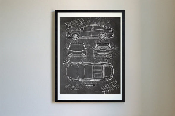Tesla Model X (2016-Present) da Vinci Sketch Art Print (#595)