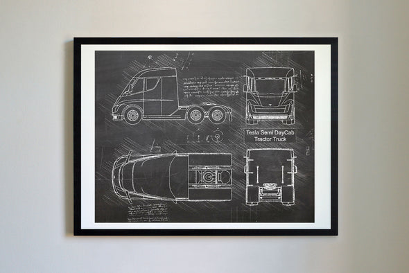 Tesla Semi DayCab Tractor Truck (2018) da Vinci Sketch Art Print (#807)