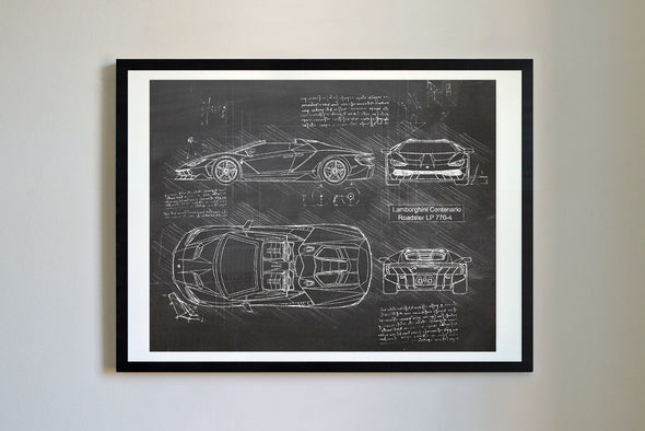 Lamborghini Centenario Roadster LP 770-4 (2017) da Vinci Sketch Art Print (#219)