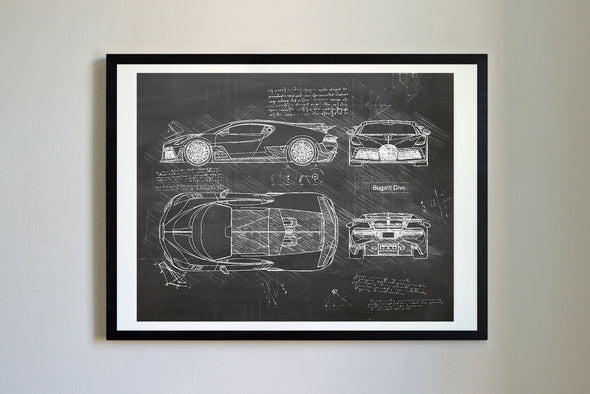 Bugatti Divo (2018) da Vinci Sketch Art Print (#554)