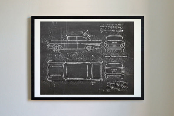 Chevrolet Bel-Air 2-Door Sedan (1957) da Vinci Sketch Art Print (#693)
