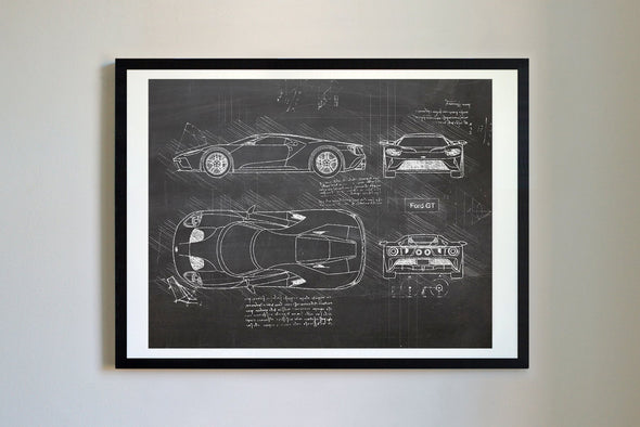 Ford GT (2017-Present) da Vinci Sketch Art Print (#832)
