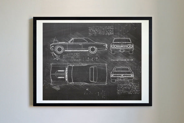 Chevrolet Chevelle SS 396 (1966-67) da Vinci Sketch Art Print (#792)