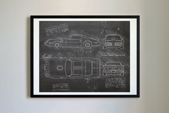 Pontiac Firebird Trans-Am 6.6 (1970-81) da Vinci Sketch Art Print (#180)