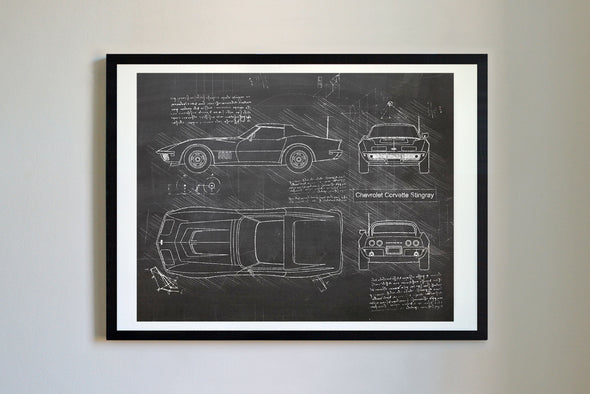Chevrolet Corvette Stingray (1969) da Vinci Sketch Art Print (#213)