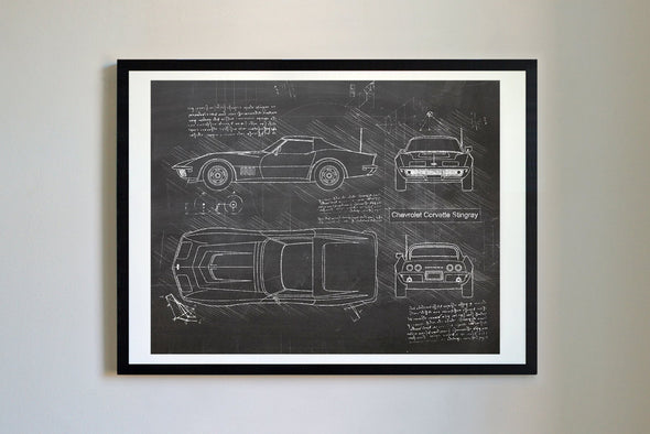 Chevrolet Corvette Stingray (1969) da Vinci Sketch Art Print (#213)