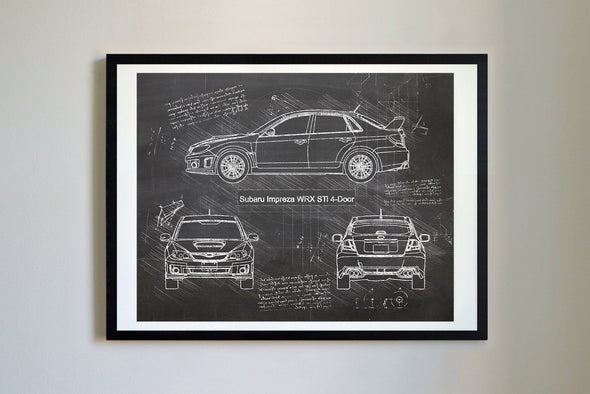 Subaru Impreza WRX STi 4-Door (2007-11) da Vinci Sketch Art Print (#398)