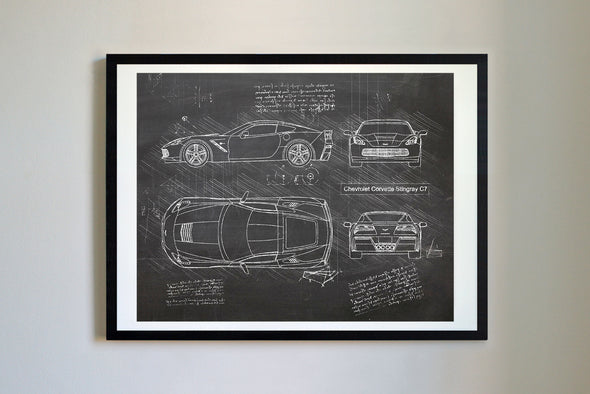 Chevrolet Corvette C7 Stingray (2013) da Vinci Sketch Art Print (#250)
