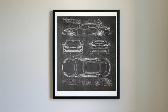 Tesla Model S (2017-Present) da Vinci Sketch Art Print (#581)