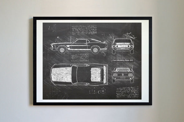 Ford Mustang Boss 302 (1969) da Vinci Sketch Art Print (#266)