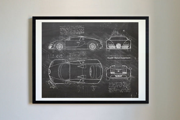 Bugatti Veyron Supersport (2010) da Vinci Sketch Art Print (#331)