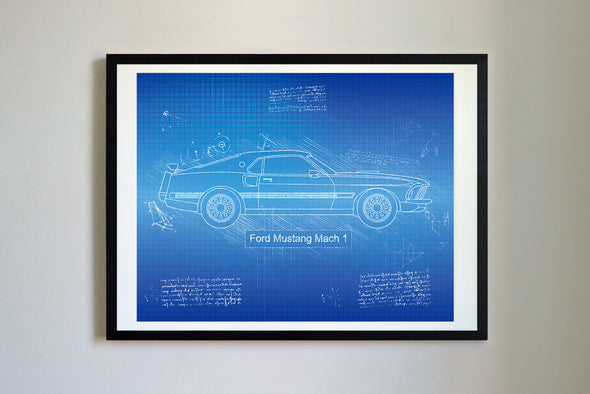 Ford Mustang Mach 1 (1969) da Vinci Sketch Art Print (#510)