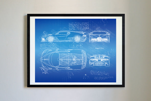 Bugatti Divo (2018) da Vinci Sketch Art Print (#554)