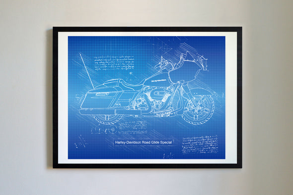 Harley Davidson Road Glide Special (2017) da Vinci Sketch Art Print (#337)