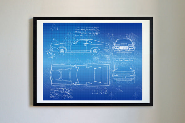 Ford Gran Torino (1972) da Vinci Sketch Art Print (#265)