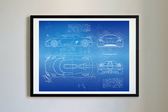 Koenigsegg Agera (2011) da Vinci Sketch Art Print (#218)
