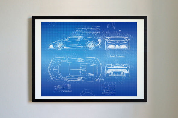 Bugatti Centodieci (2019-20) da Vinci Sketch Art Print (#815)