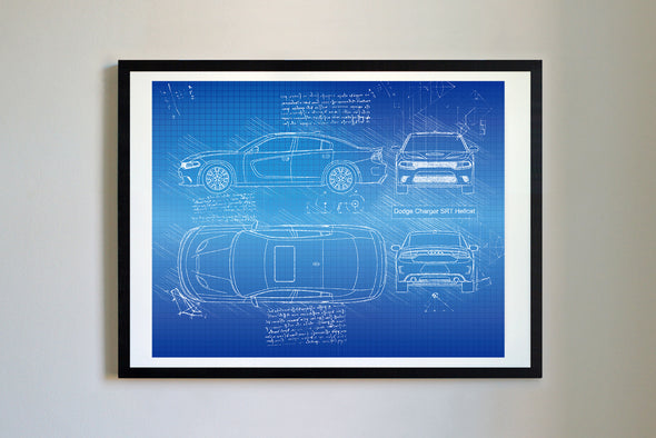 Dodge Charger Hellcat (2015-Present) da Vinci Sketch Art Print (#215)