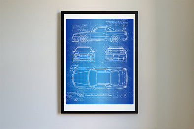 Nissan Skyline R34 GT-R V-Spec (1999) da Vinci Sketch Art Print (#583)